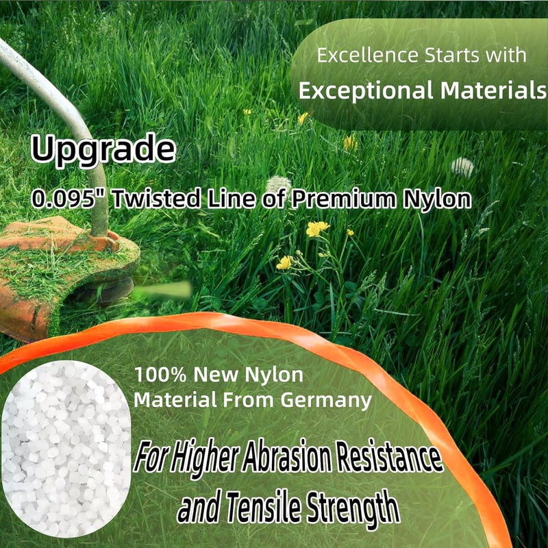 Quintillus 4-Pack 095 Trimmer Line Heavy Duty, Professional Twisted Weed Wacker String for Gas and Electric Grass Trimmer and Brushcutters, Pre-Cut Dual Color 3-section Fast-positioning Twisted Trimmer Line 14FT - Image 4